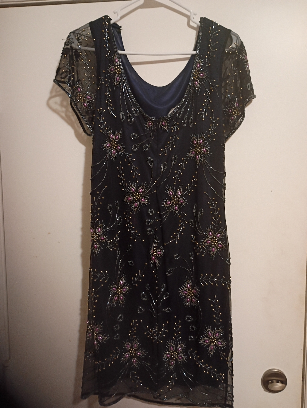 Embellished Black Beaded Cocktail Dress